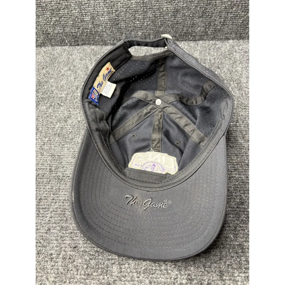 The Game UNA Baseball Hat Black Perforated Adjustable Strapback Cap Mens OSFM